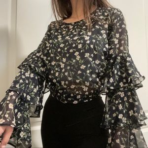 Forever21 Shear Floral Blouse